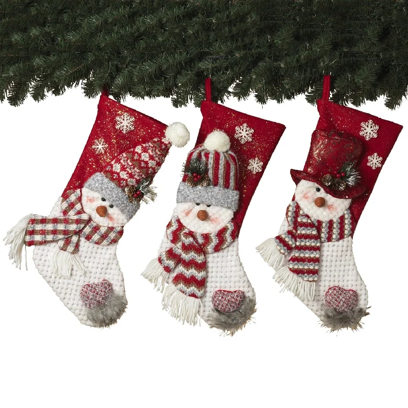 22" Plush Faux Fur Snowman Christmas Stockings