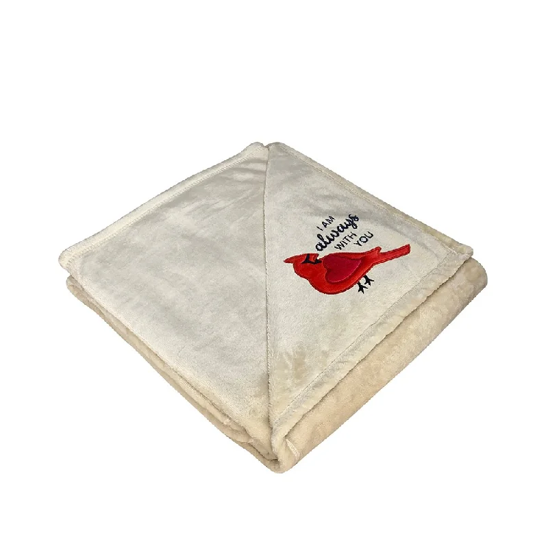 50" x 60" Embroidered Cardinal Sentiment Velvety Fleece Blanket - At Home by Mirabeau