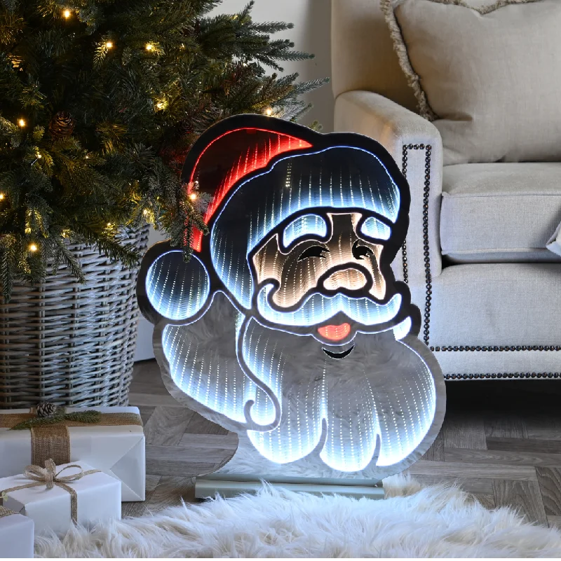 60cm Light up Santa's Face Infinity Christmas Decoration with Red & White LEDs