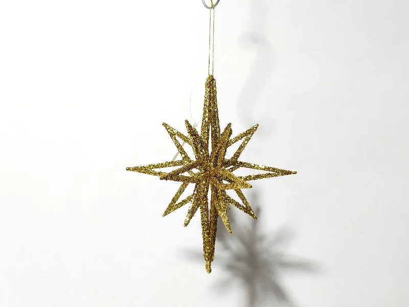 8" Glitter 3D Star Ornament Set Of 6