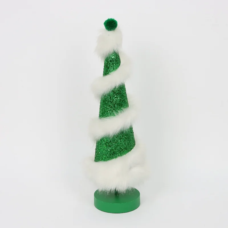 Christmas tree with white fluff swirl