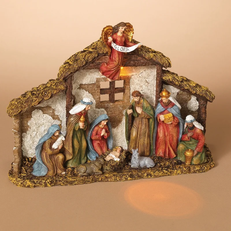 12.2" Battery-Operated Light Up Nativity Scene