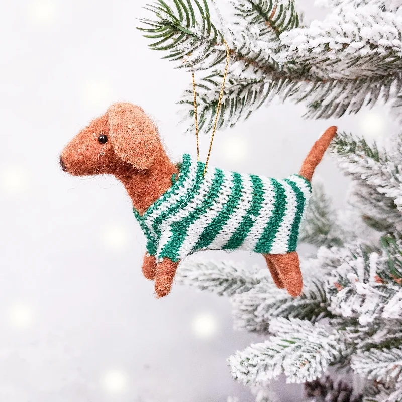 Felt Christmas Dachsund Decoration 8cm