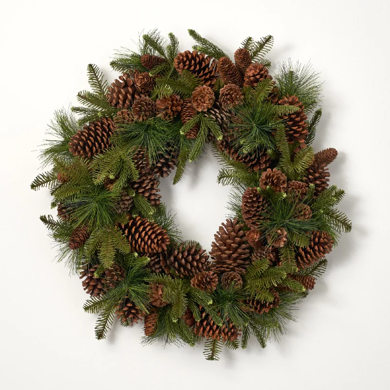 Classic Mixed Pine with Pinecones Holiday Winter Front Door Christmas Wreath