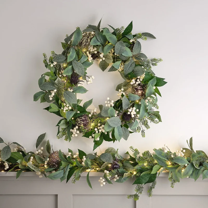 Pre Lit Christmas Collection Wreath & Garland