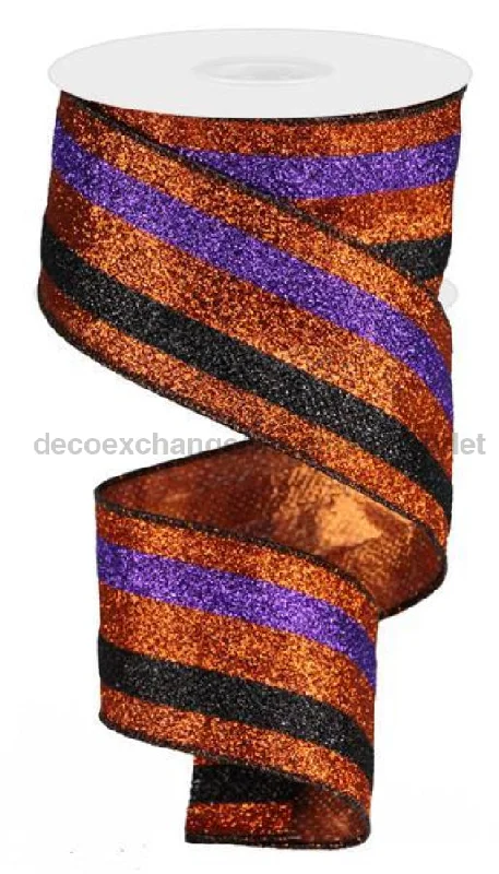 2.5"X10Yd Full Glitter Stripe Orange/Black/Purple RG08033YR