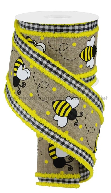 4"X10Yd 2-In-1 Bumblebee Gingham/Drift Lt Beige/Yellow/White/Blk RG0819401