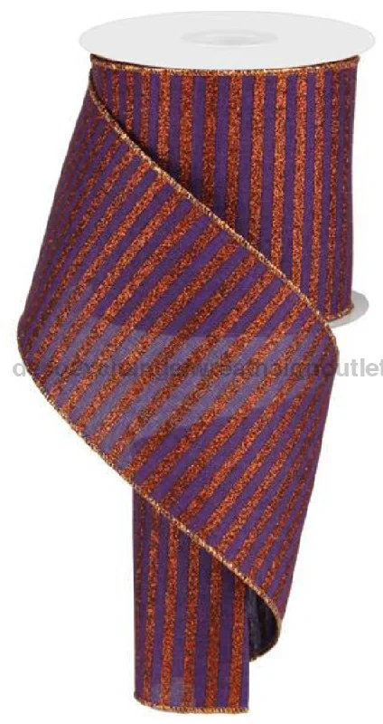 4"X10Yd Glitter Stripe On Royal Purple/Bright Orange RG0169623