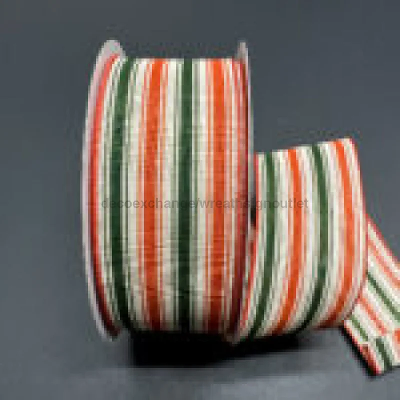 Natural Linen/Vertical Orange-Green Stripes, 2.5"X50Y 861-40-304